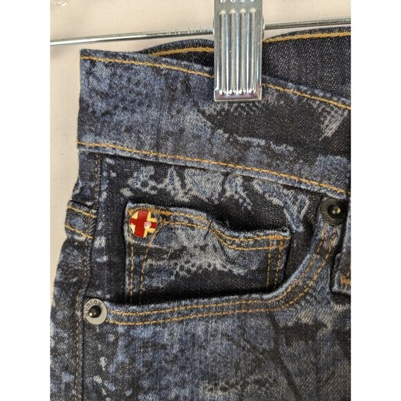 Hudson Jeans Womens 24 Blue Snakeskin Print USA Made Super Skinny Nico Mid Rise - Picture 6 of 11